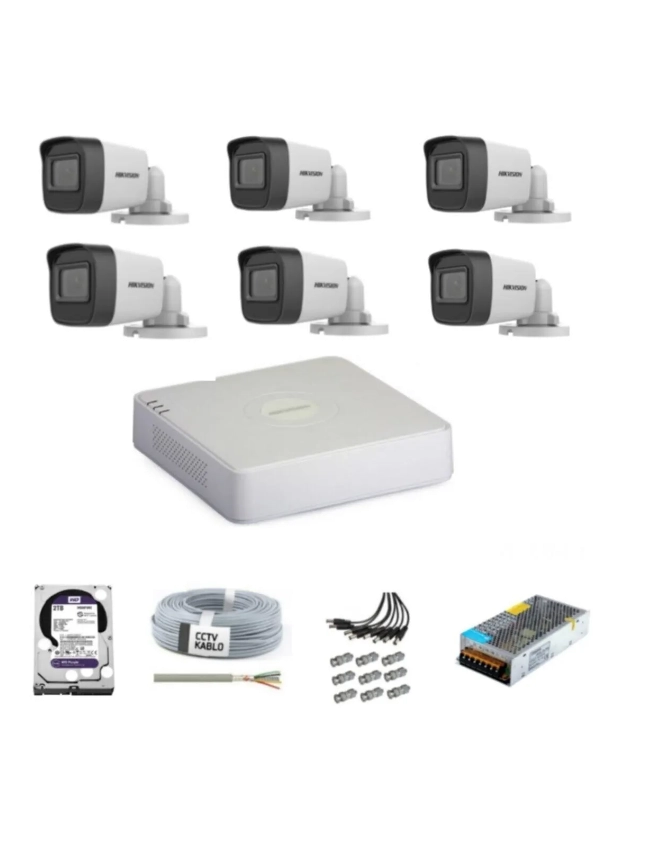Hikvision Haıkon 6 Kameralı Güvenlik Kamera Hazır Set 1tb 724 Hdd-1tb Kayıt Kapasiteli Sistem